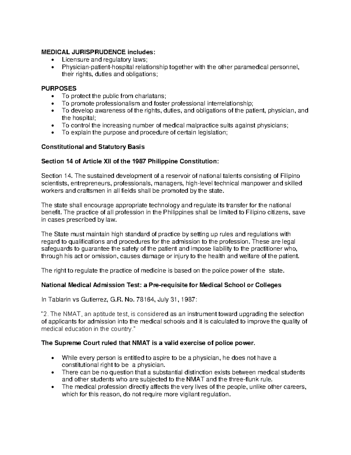 Legal Medicine Final EXAM Coverage MEDICAL JURISPRUDENCE includes