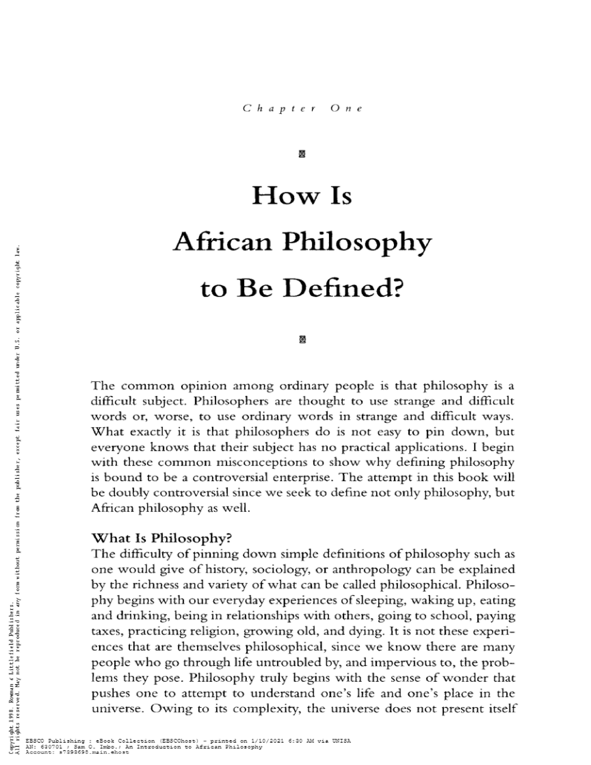 what is african philosophy essay