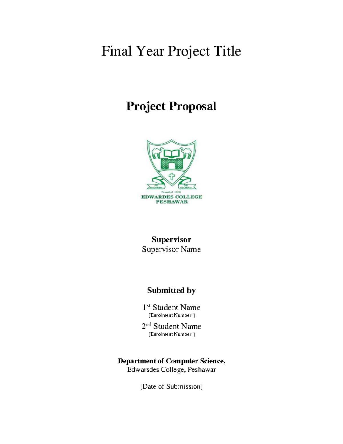 BSCS Project-Proposal-Template - Final Year Project Title Project ...