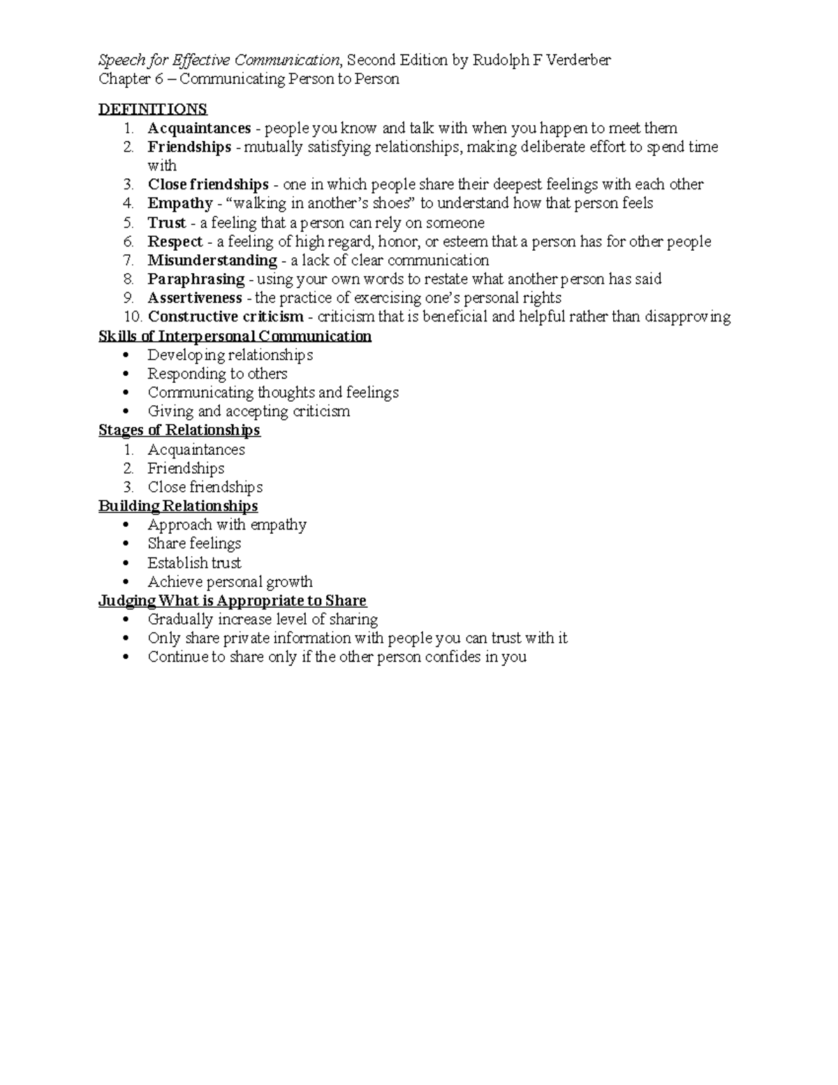 Chapter 6 Communicating Person to Person - Speech for Effective ...