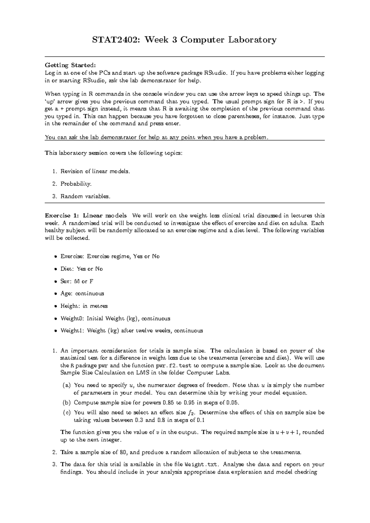 Lab 3 - lab3 - STAT2402: Week 3 Computer Laboratory Getting Started ...