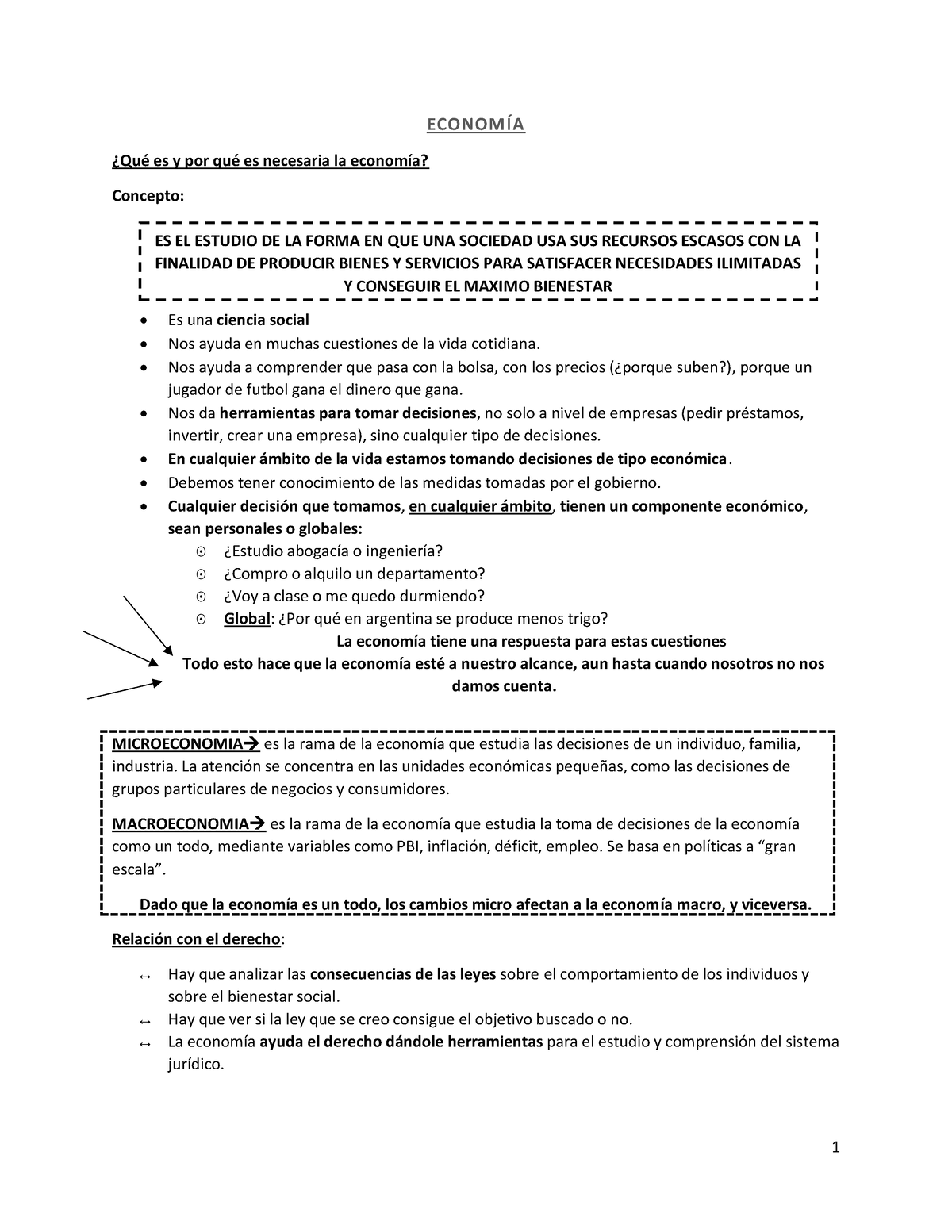 Resumen Economia 1º Parcial - ECONOMÕA øQuÈ Es Y Por QuÈ Es Necesaria ...