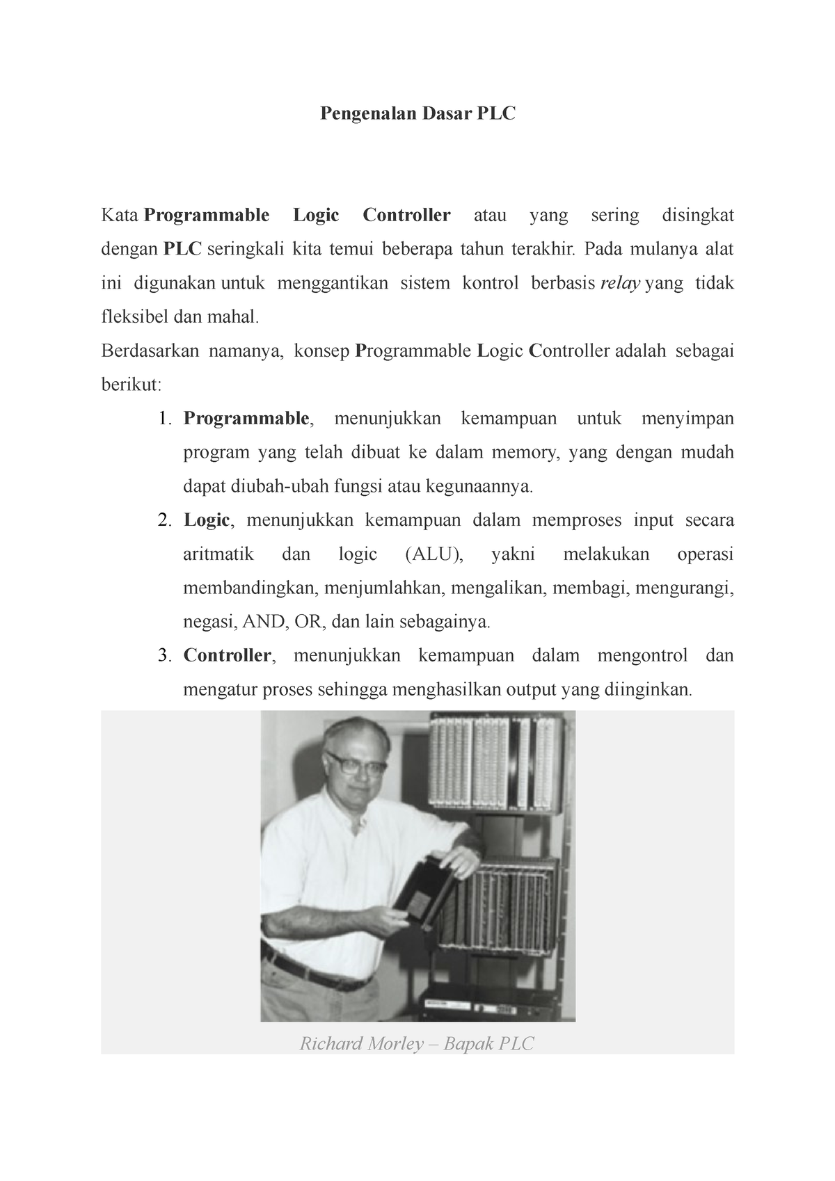 Pengenalan Dasar PLC - Pengenalan Dasar PLC Kata Programmable Logic ...