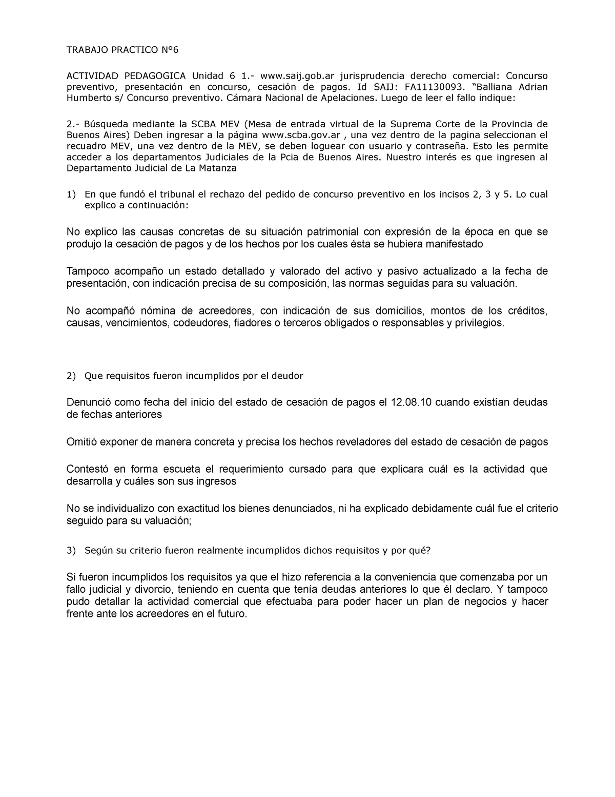 Trabajo Practico N 6 Tp 6 Trabajo Practico N° Actividad Pedagogica