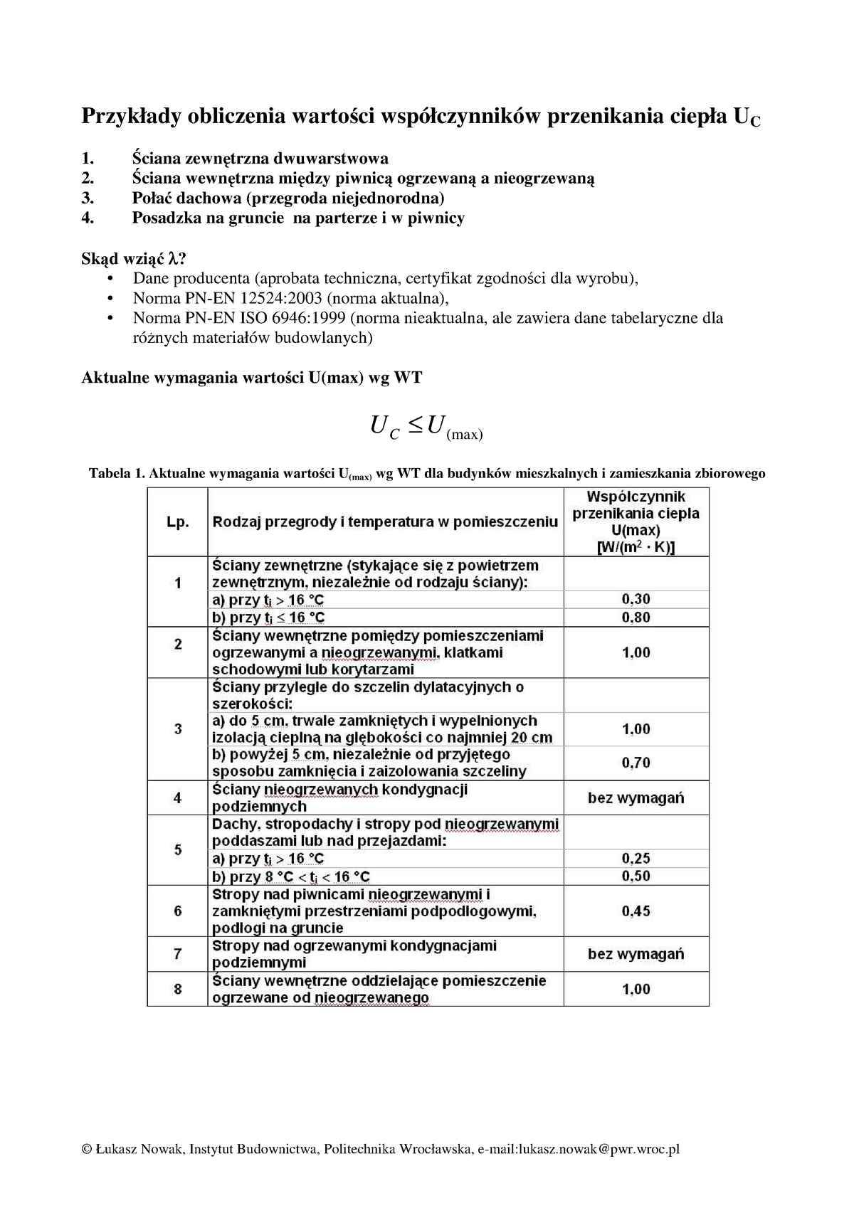 Fb 1 1 I 3 1 Przyklady Obliczania U Instalacje Budowlane