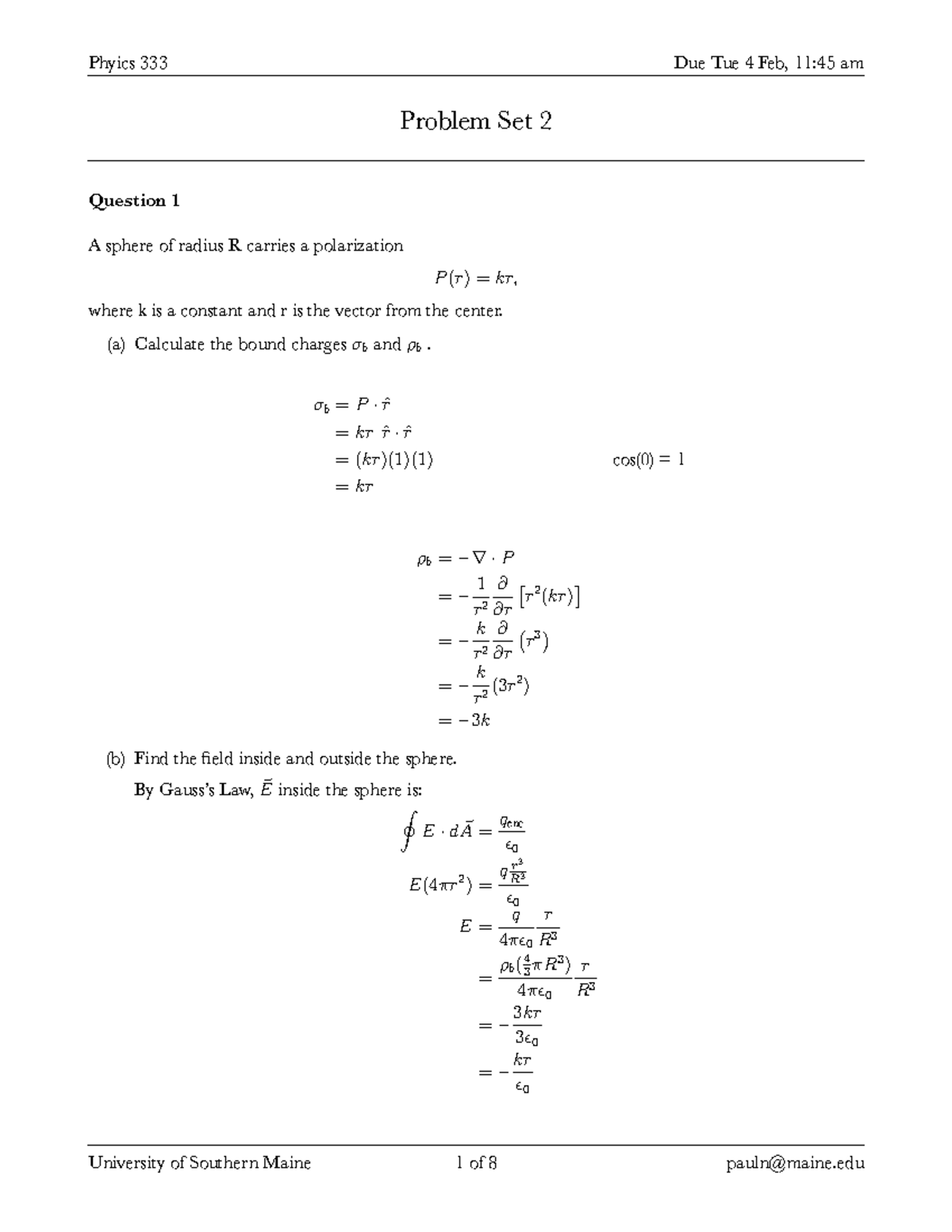 PHY333 Homework 2 - Problem Set 2 Question 1 A sphere of radius R ...