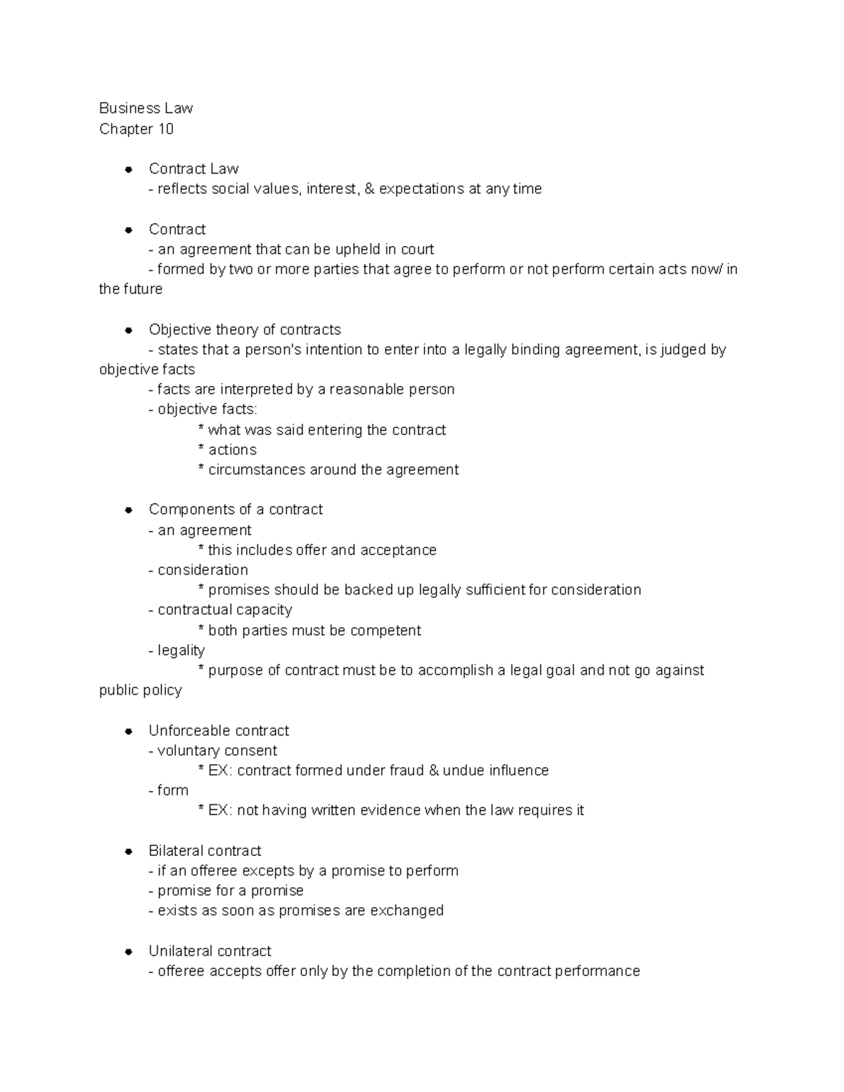 Business Law Chapter 10 Notes Business Law Chapter 10 Contract Law Reflects Social Values Business Law Chapter 10 Notes Business Law Chapter 10 Contract Law Reflects Social Values