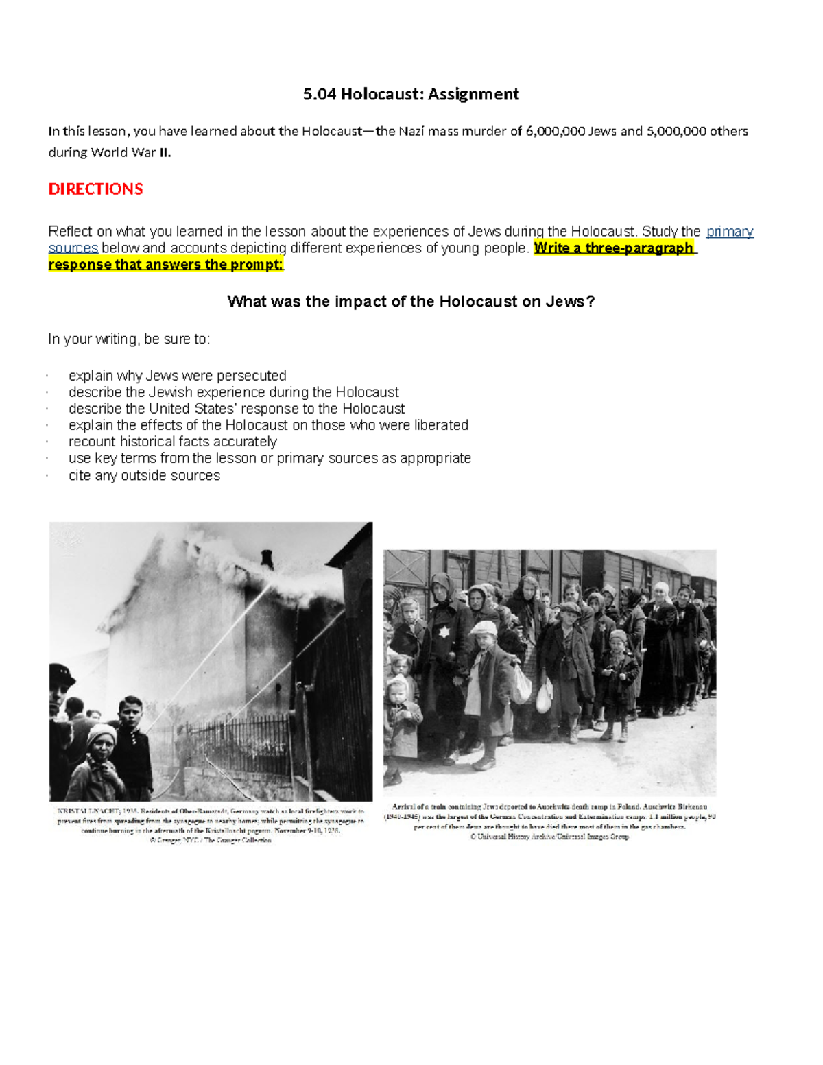 504 holocaust assignment 5 holocaust assignment in this lesson you