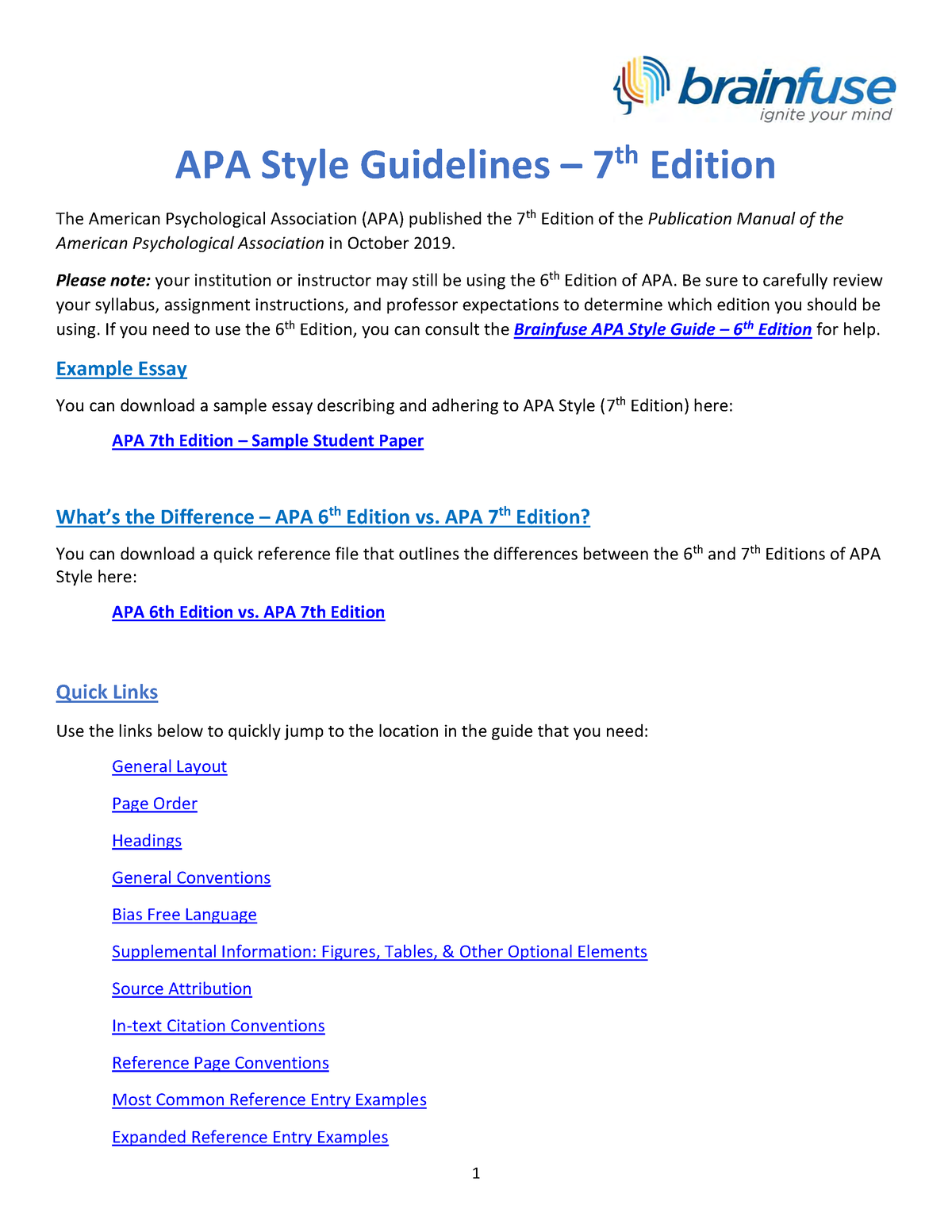 Comparison of APA Publication Manual 6th ed. vs. 7th ed