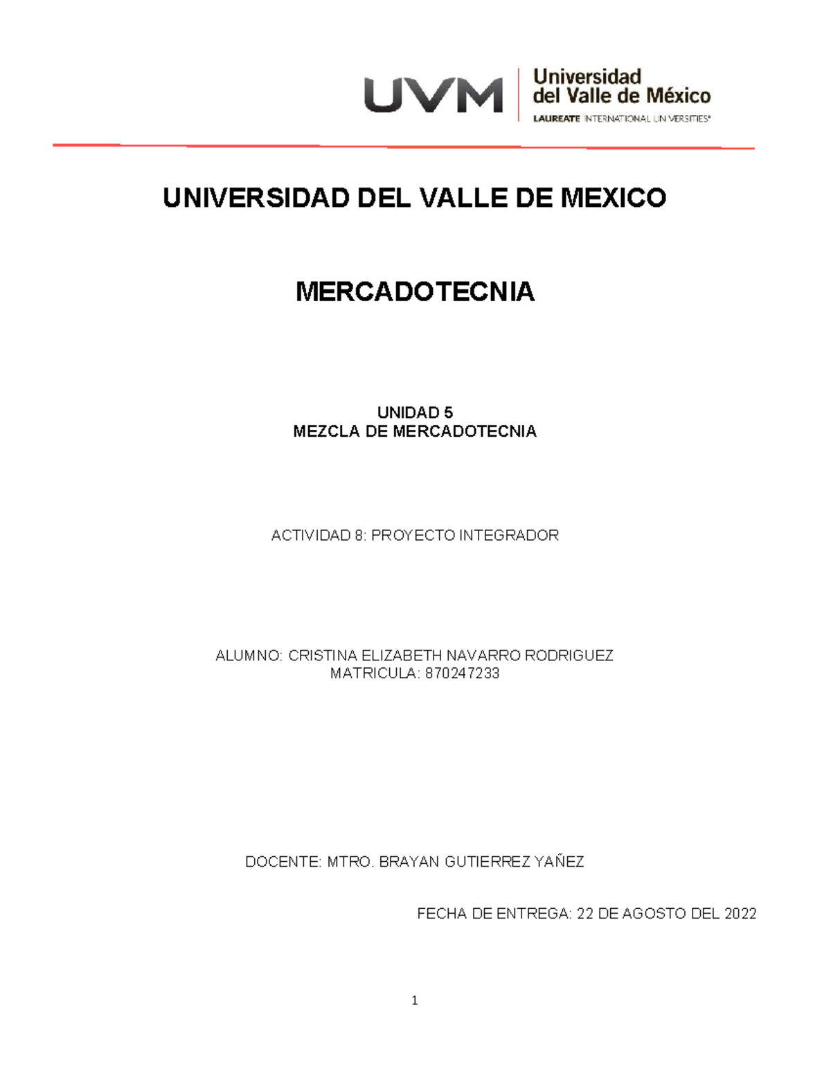 A8 Cenr Actividad 8 Mercadotecnia Uvm Universidad Del Valle De