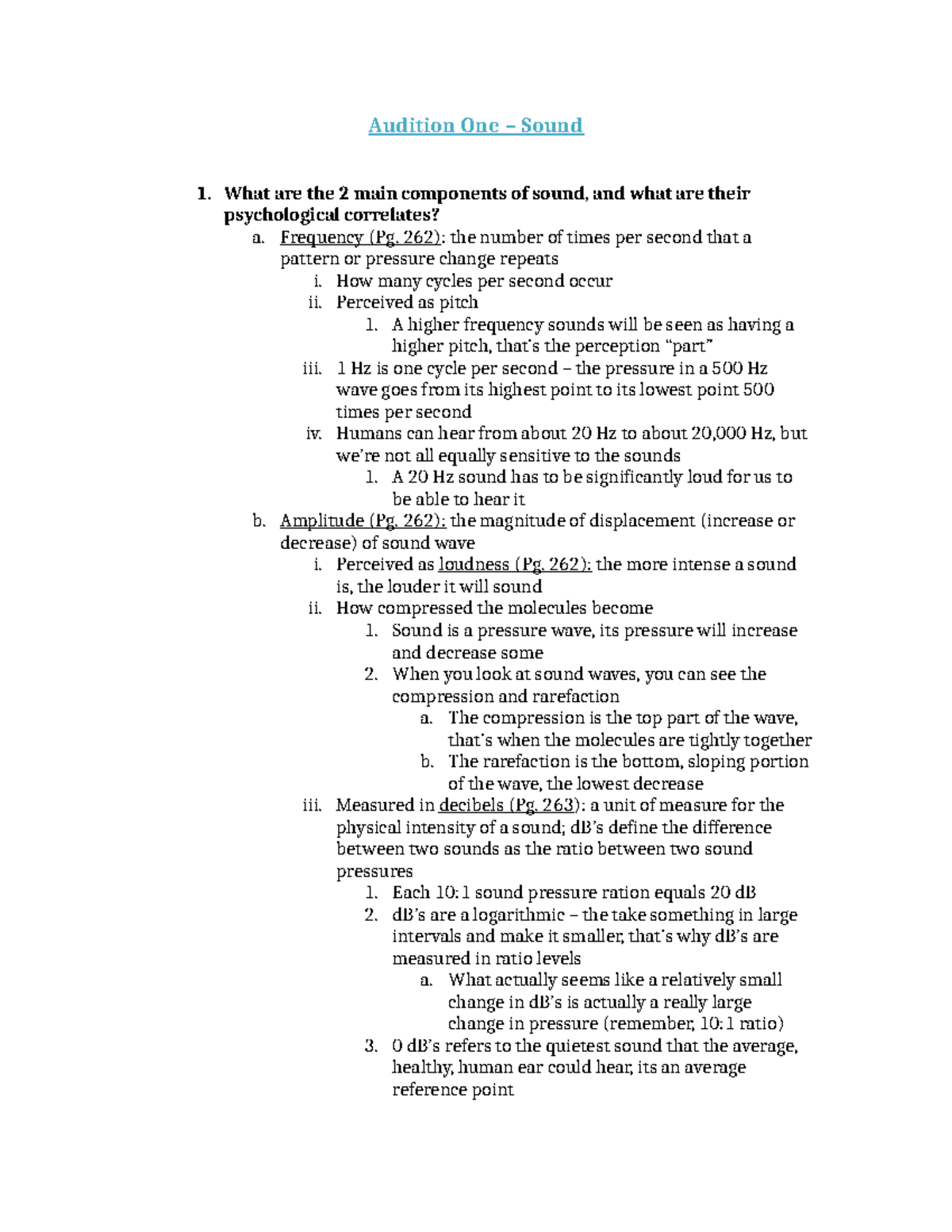 Exp3203 Exam 2 Study Guide Audition One Sound 1 What Are The 2