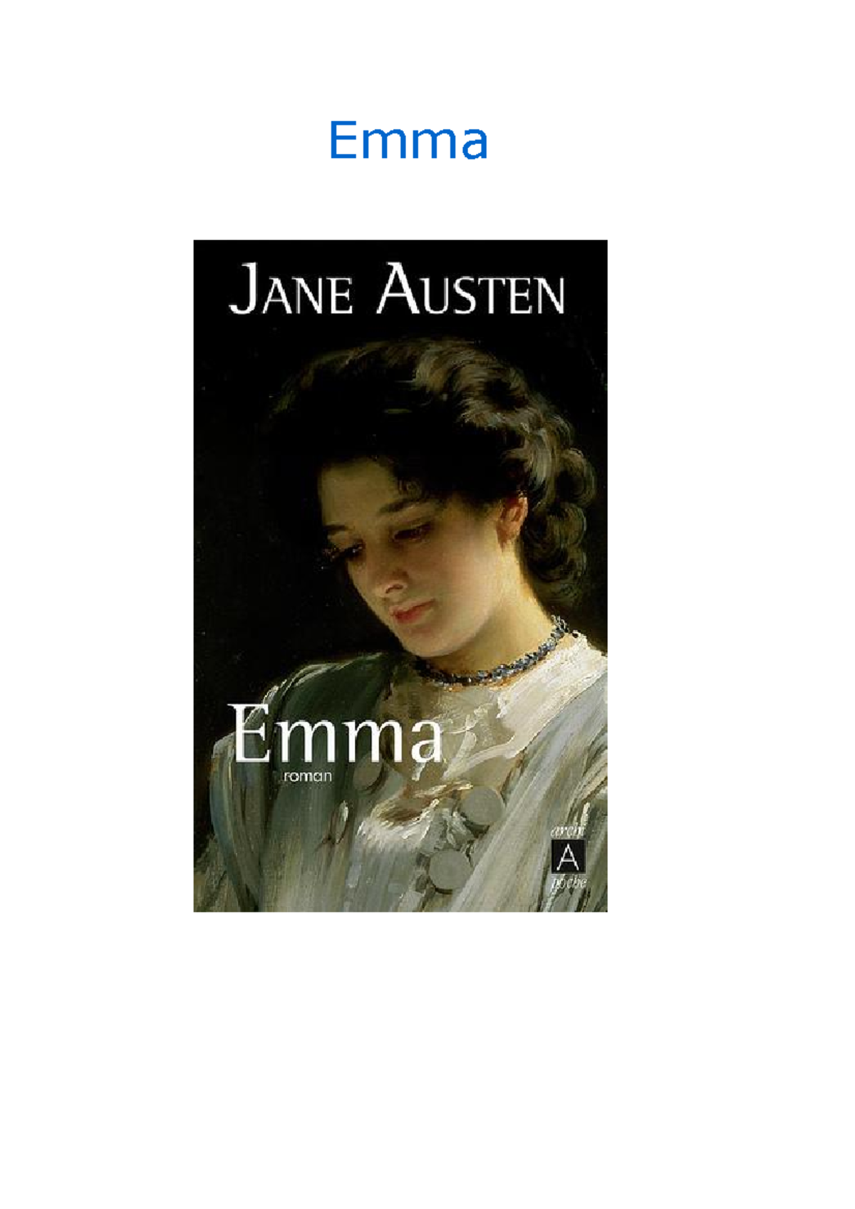 Boekverslag Emma (by Jane Austen) - Emma Author The Writer Of This Book ...