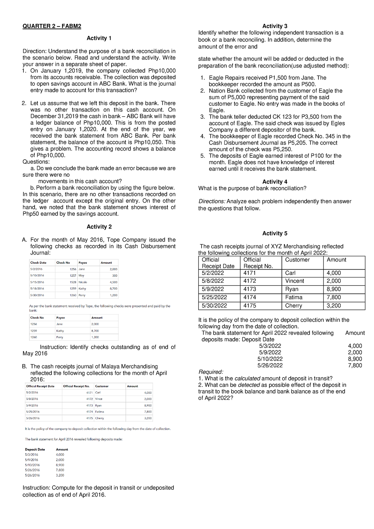 Q2-FABM2-Activities - Very Hard - QUARTER 2 – FABM Activity 1 Direction ...