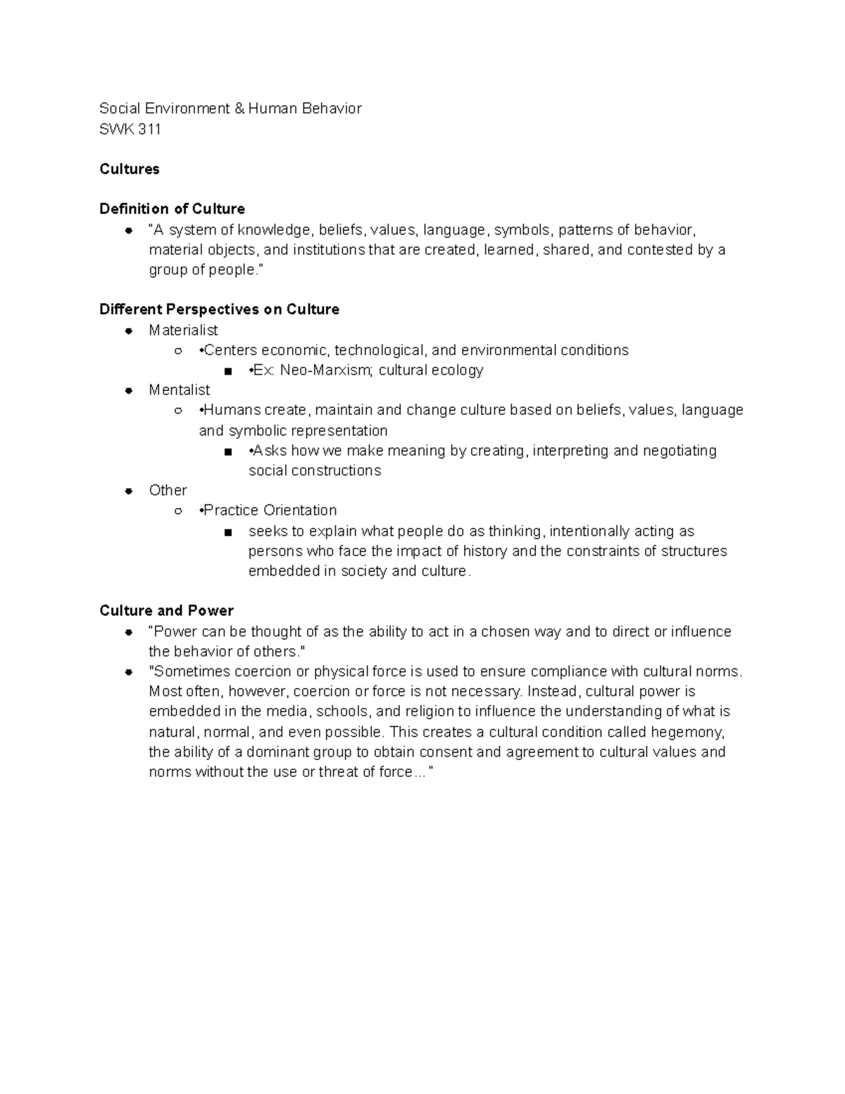 SE 5 - Lecture notes - Social Environment & Human Behavior SWK 311 ...