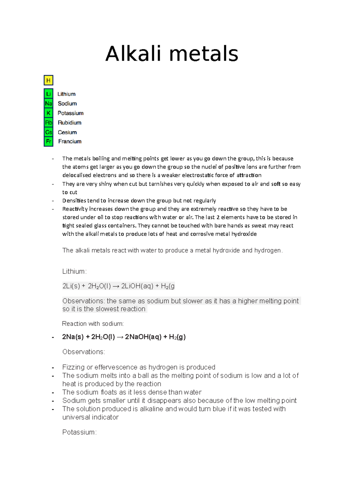 Alkalimetals gen chem 1 Alkali metals The metals boiling and