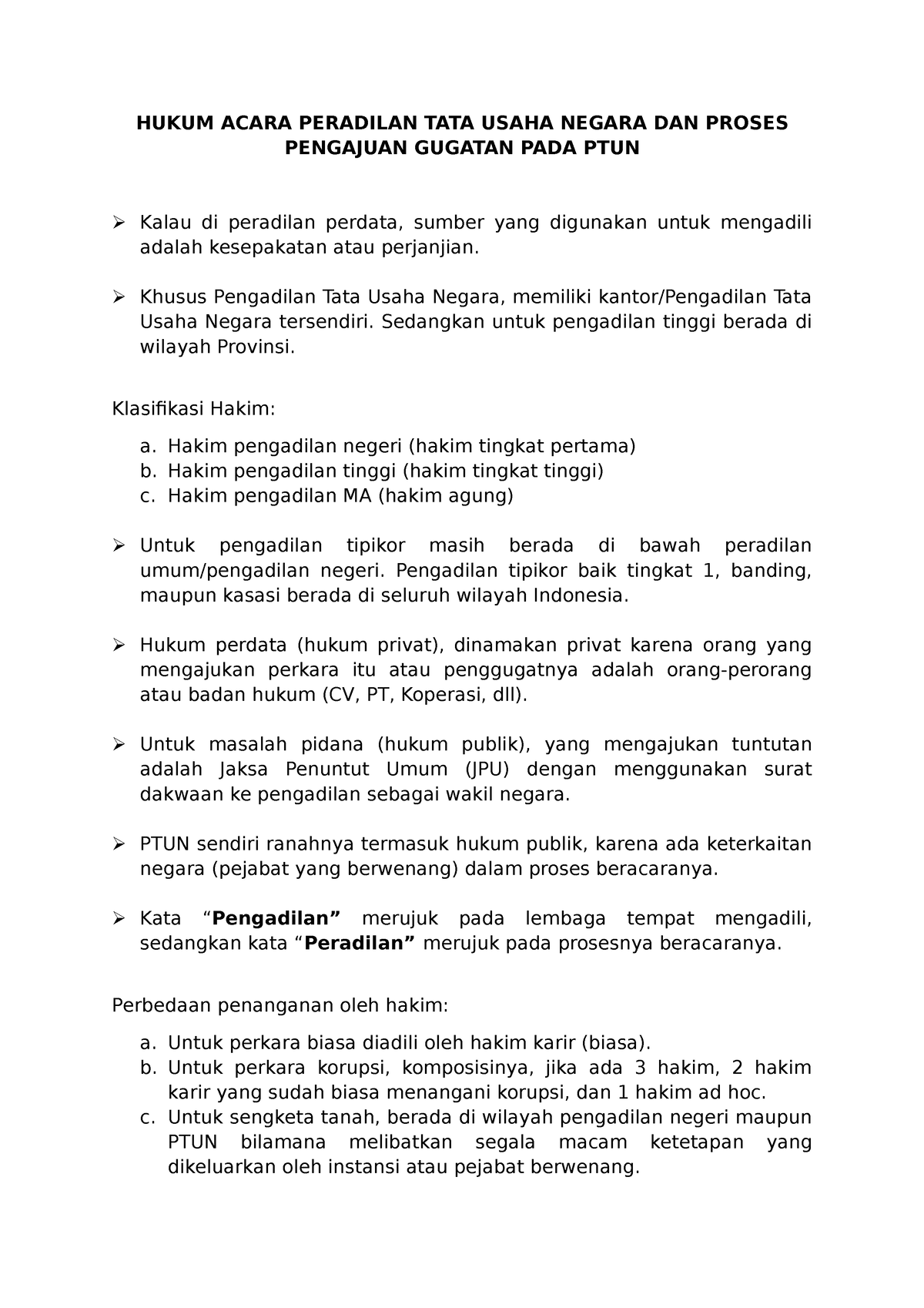 Hukum Acara Peradilan Tata Usaha Negara Dan Proses Pengajuan Gugatan ...