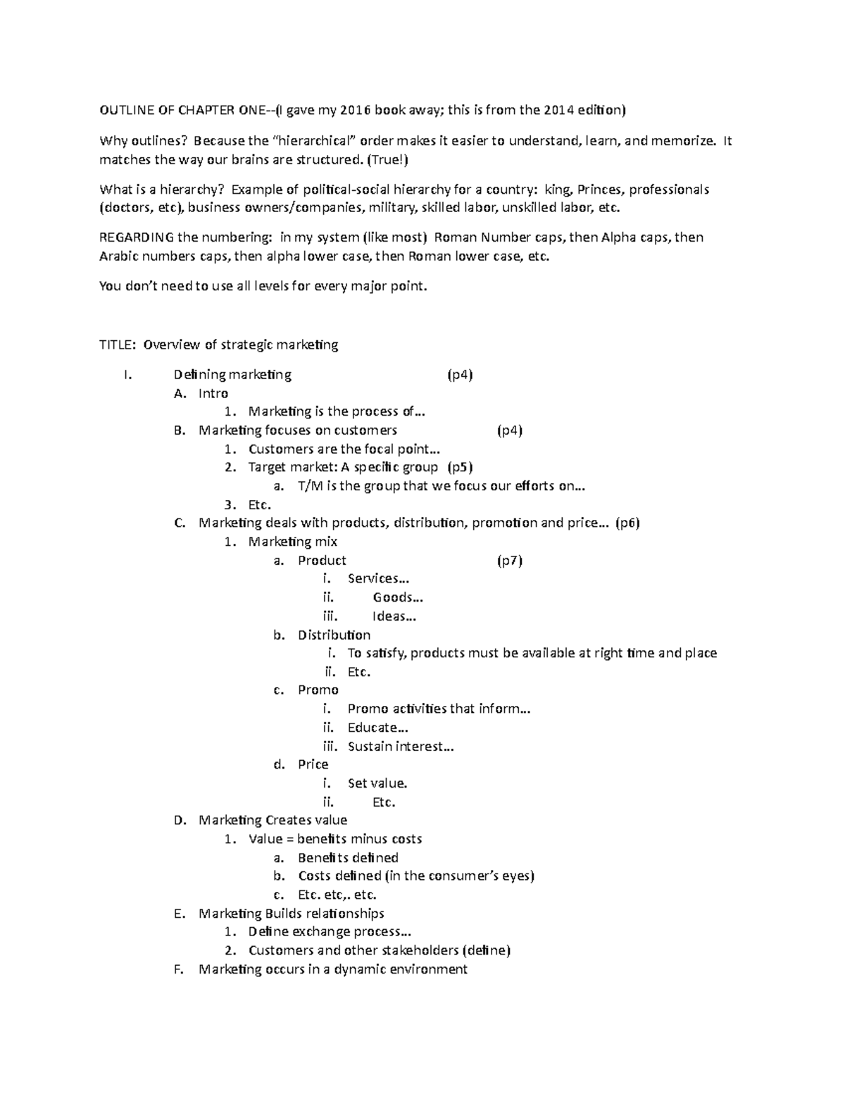 Outline Of Chapter One - Lecture Notes 1,2, - Outline Of Chapter One-(i 