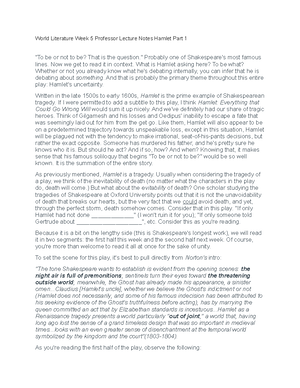 World Masterpieces Week 3 Lecture Notes - World Literature Week 3 ...