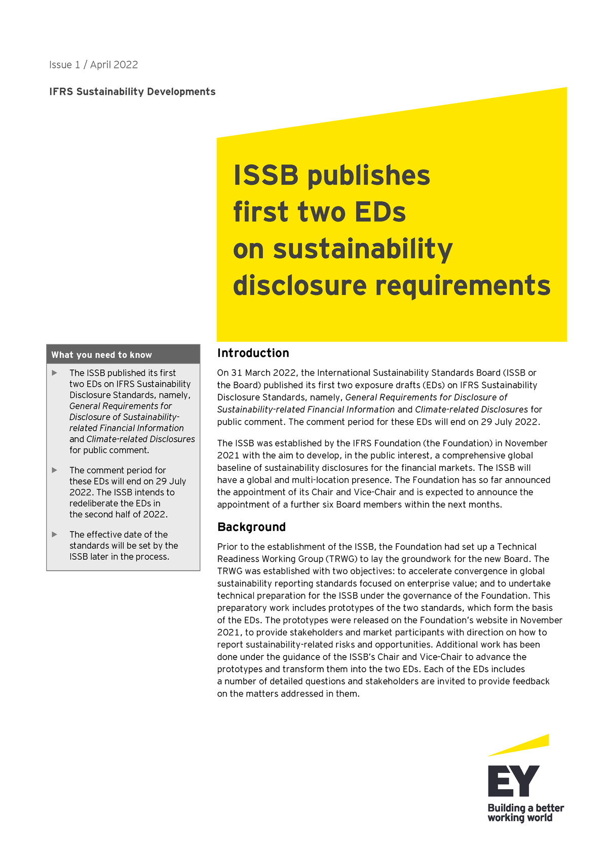 Ey Ifrs Sustainability Devel 1 Issb Eds April 2022 - Issue 1 / April ...