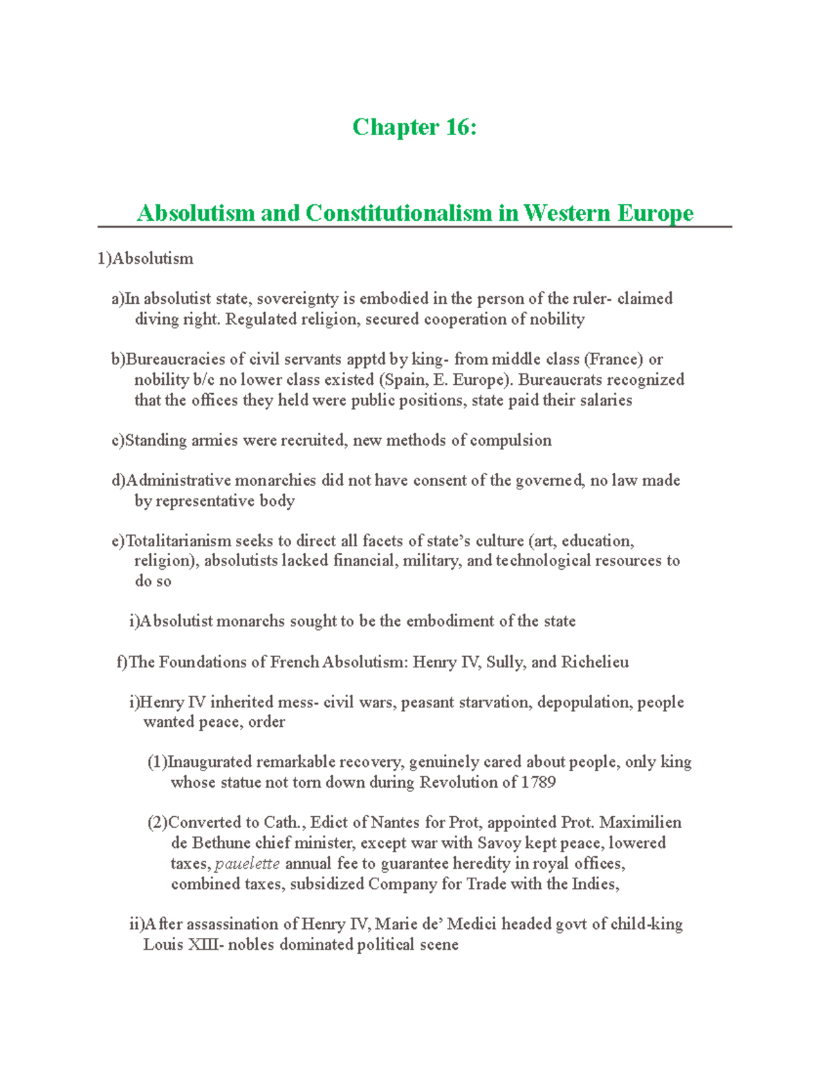 Absolutism and Constitutionalism in Western Europe - Chapter 16 ...