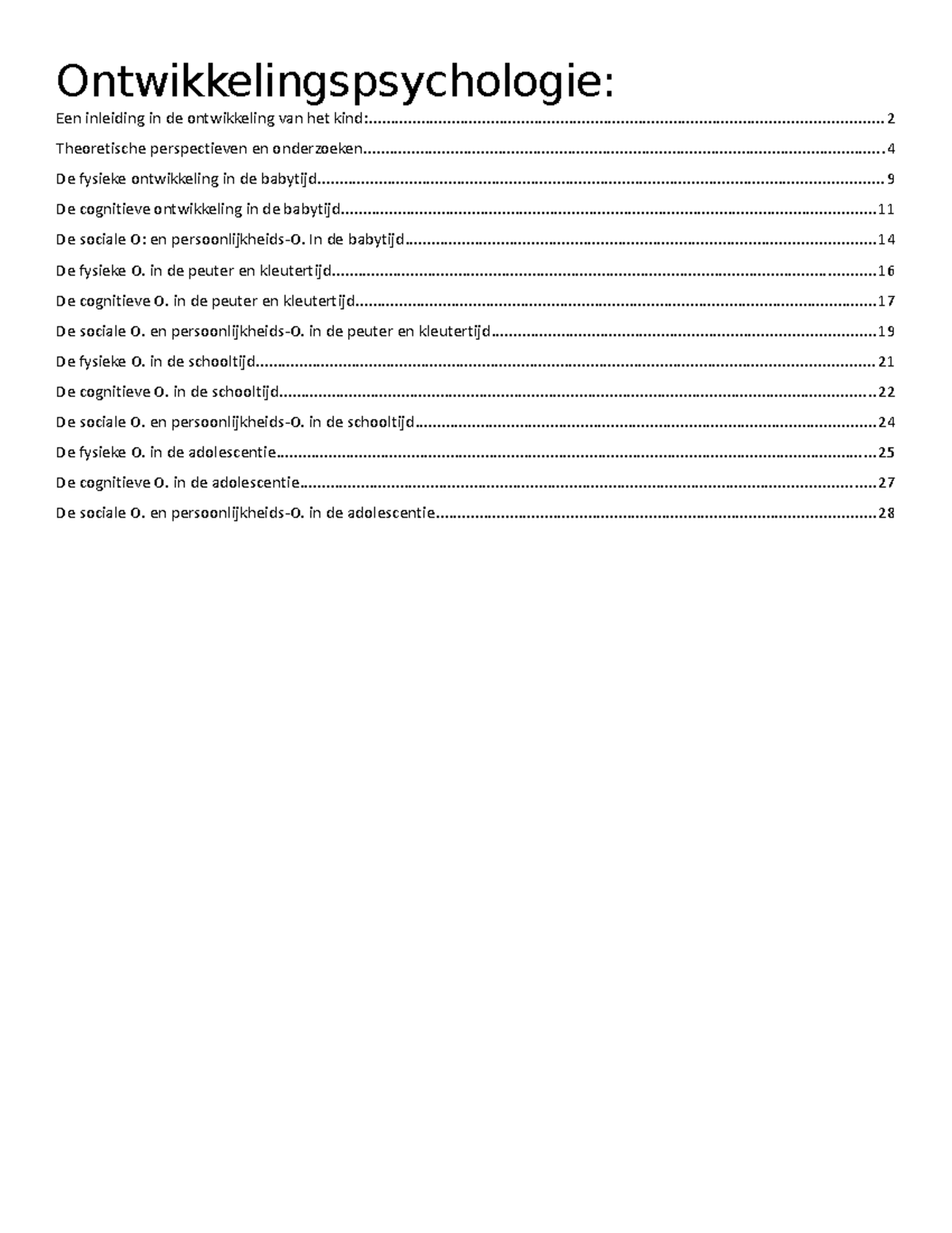 Ontwikkelingspsychologie - Ontwikkelingspsychologie Orthopedagogie ...