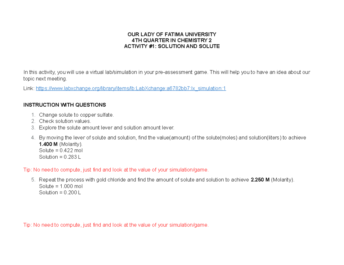 Activity 2 in Chemistry 2 - OUR LADY OF FATIMA UNIVERSITY 4TH QUARTER ...