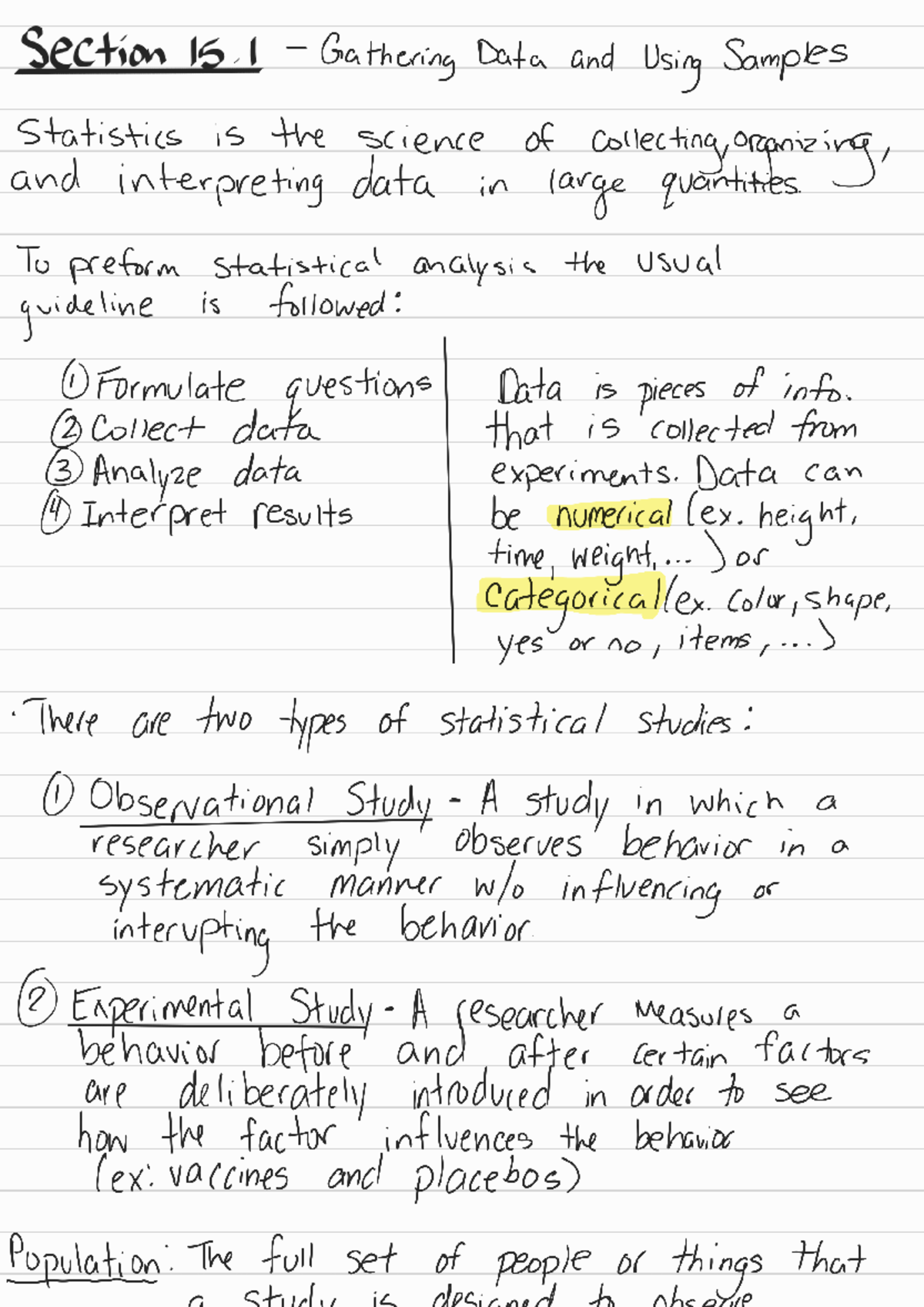 Section 15.1-Gathering Data and Using Samples - Section 15 Gathering ...