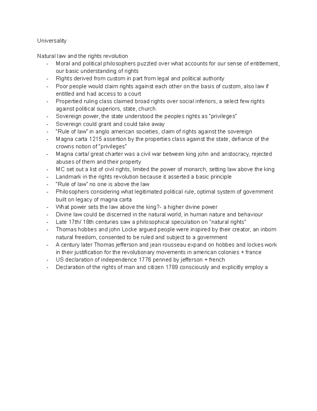 Human rights week 3 - Universality Natural law and the rights ...