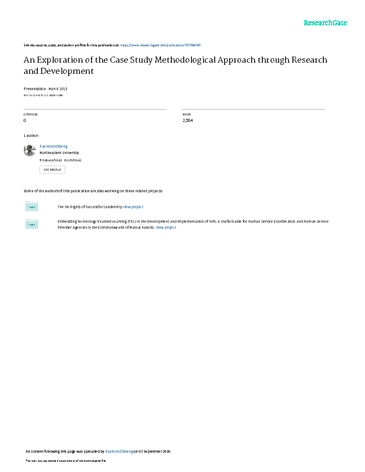 An Exploration of the Case Study Methodo - See discussions, stats, and ...