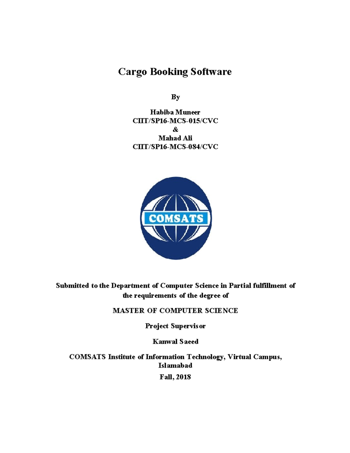 Final report Cargo Booking Software - Cargo Booking Software By Habiba ...
