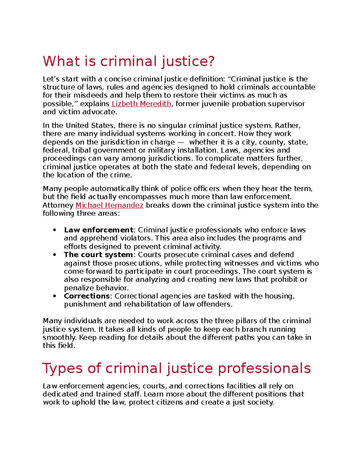 Criminal justice 2 - notes - What is criminal justice? Let’s start with ...