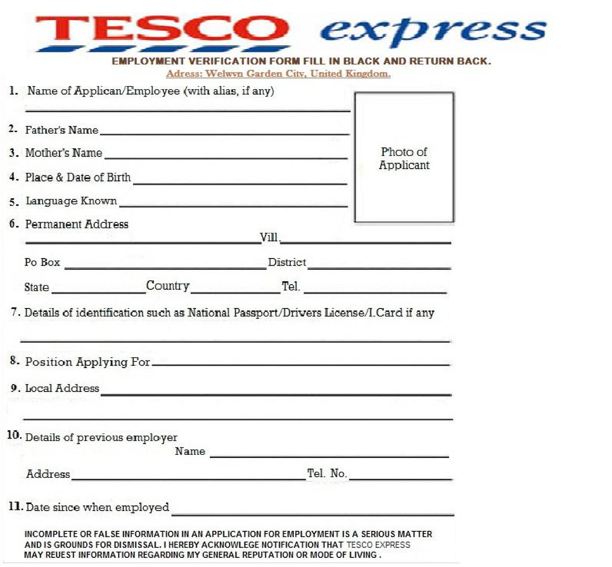 tesco-store-employment-application-form-internet-technology-studocu