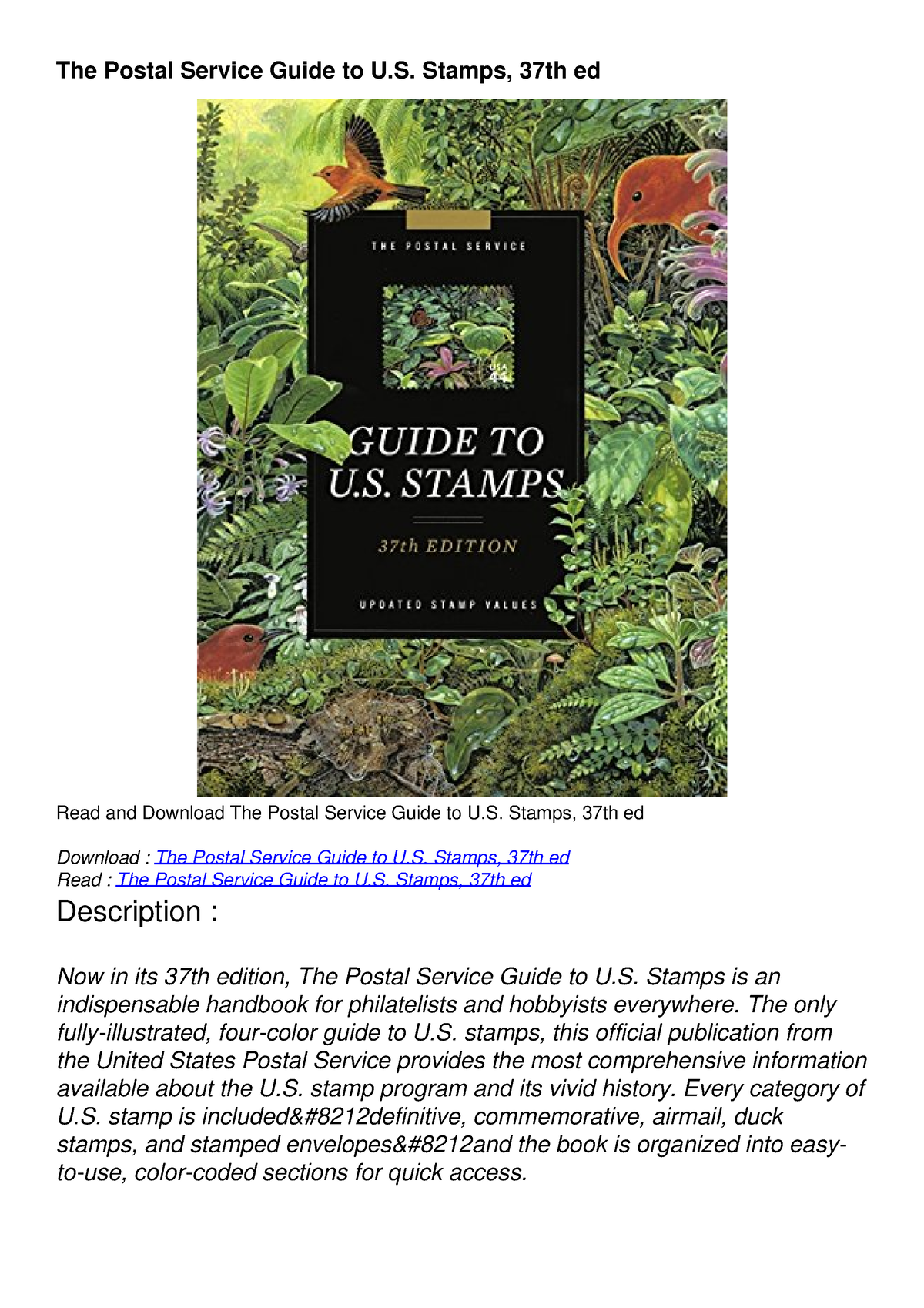 [PDF] DOWNLOAD The Postal Service Guide to U.S. Stamps, 37th ed The