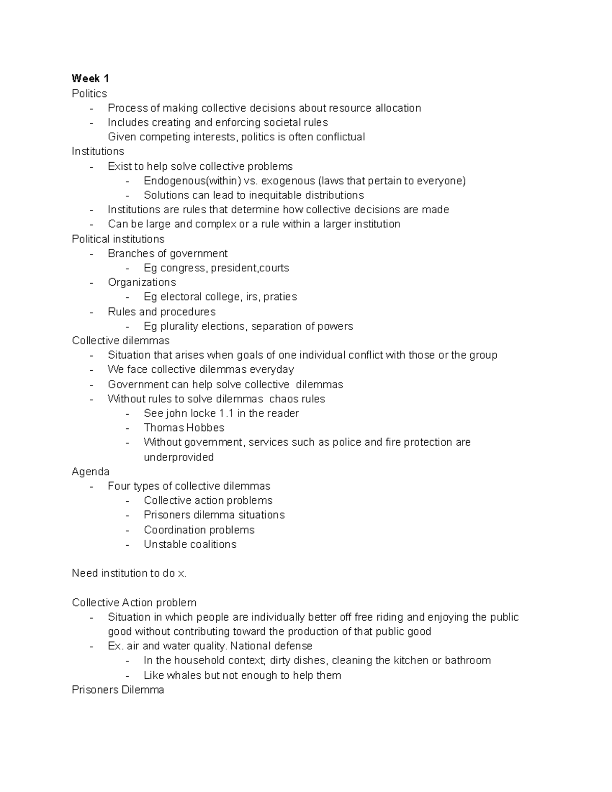 Posc 100 Notes Assignment 1 - Week 1 Politics - Process Of Making ...