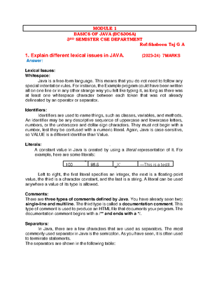 OOPS Module-2 chapter-1 - MODULE – 2 Chapter- 1 Introducing Classes ...