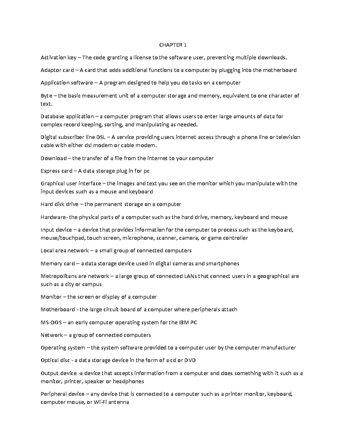 Chapter 1 Intro To Computers Converted Chapter 1 Activation Key The