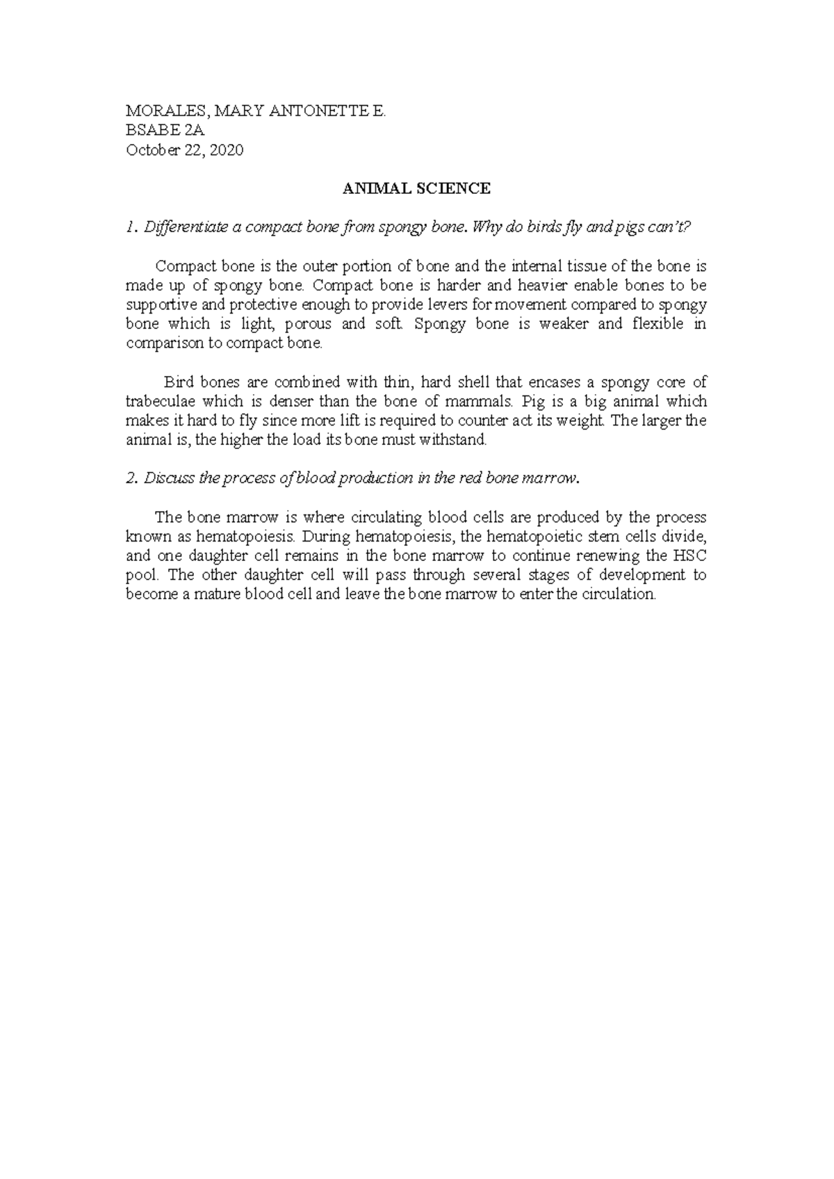 Animal Science Assignment NO 2 Morales - MORALES, MARY ANTONETTE E ...