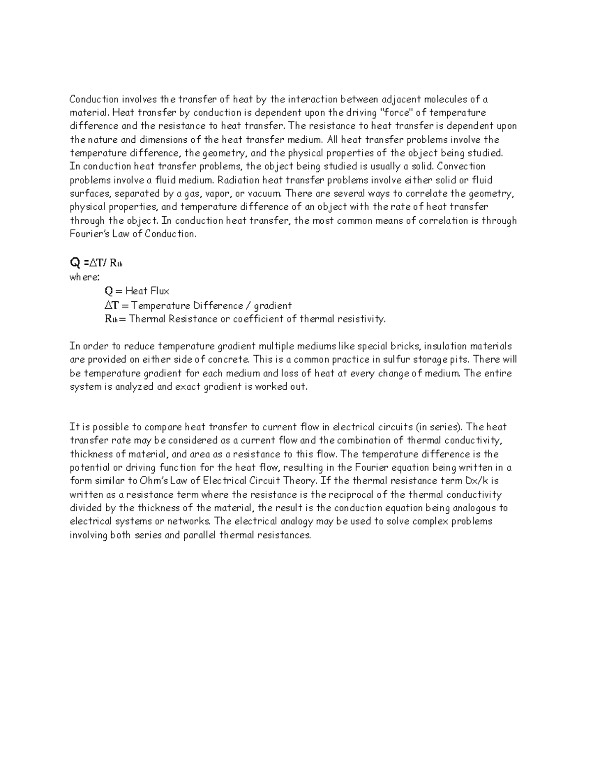 Therm 587 - kjhkjhj hgjh gjhg - Conduction involves the transfer of ...