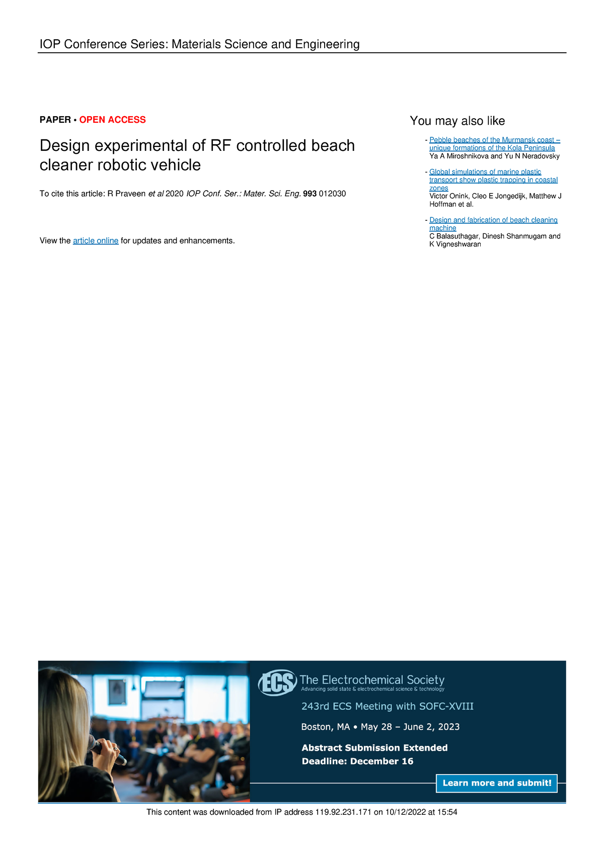 Praveen 2020 IOP Conf. Ser. Mater. Sci - IOP Conference Series ...