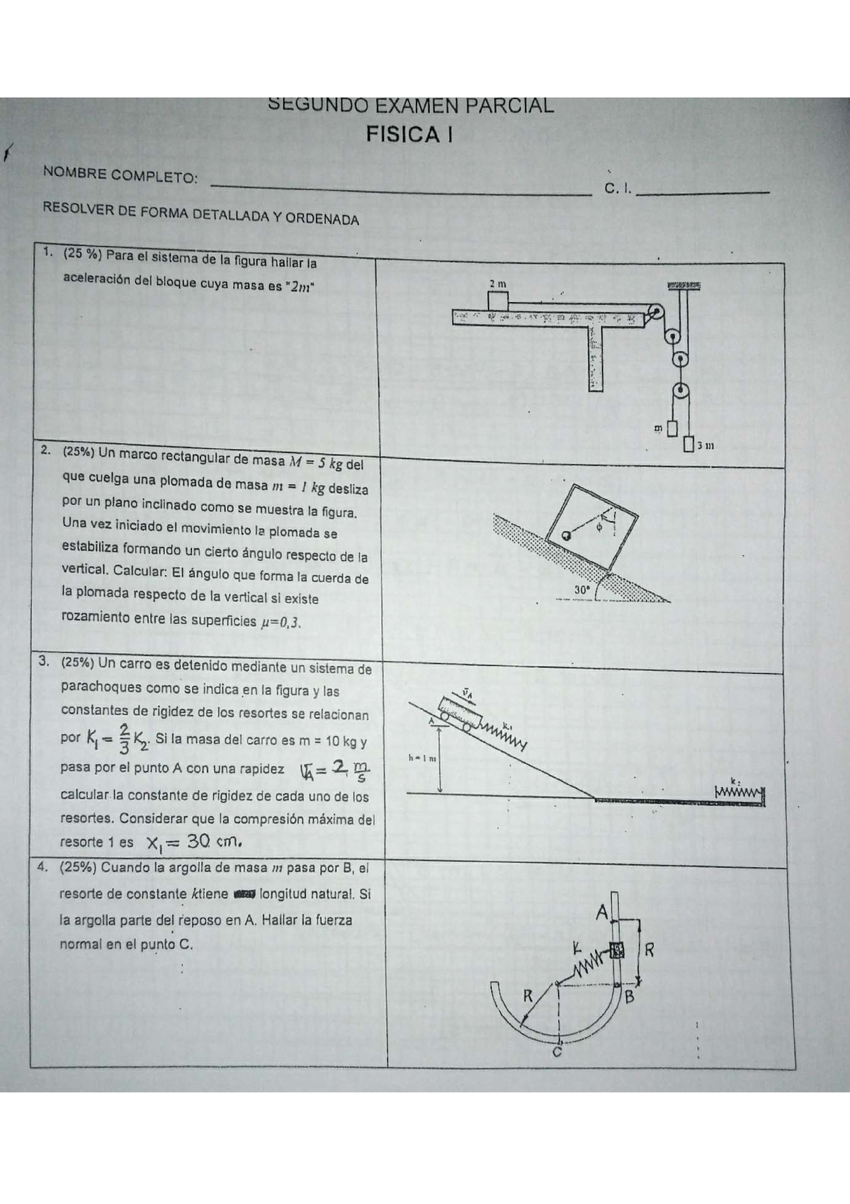 Examenes 2p Fis 100 - Física Básica 1 - Studocu