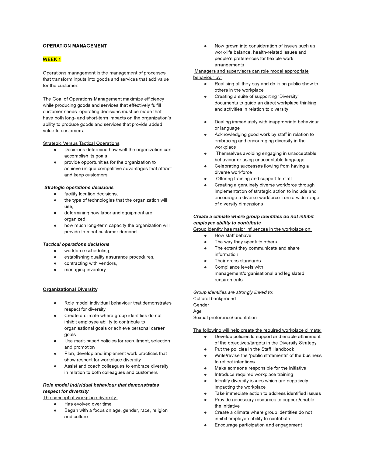 OMGT311-r - reviewer - OPERATION MANAGEMENT WEEK 1 Operations ...