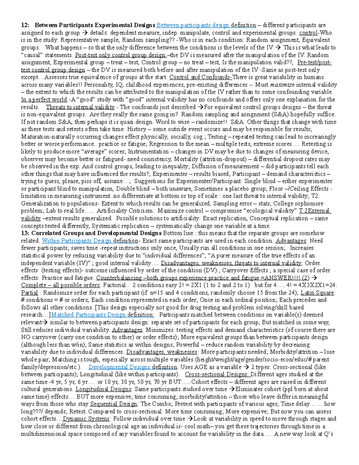 PSY290 Last Exam study guide - 12: Between Participants Experimental ...