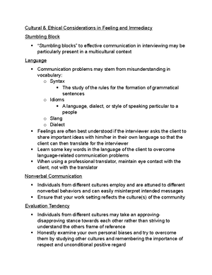 Cultural and Ethical Considerations in Attending Behavior - Some other ...