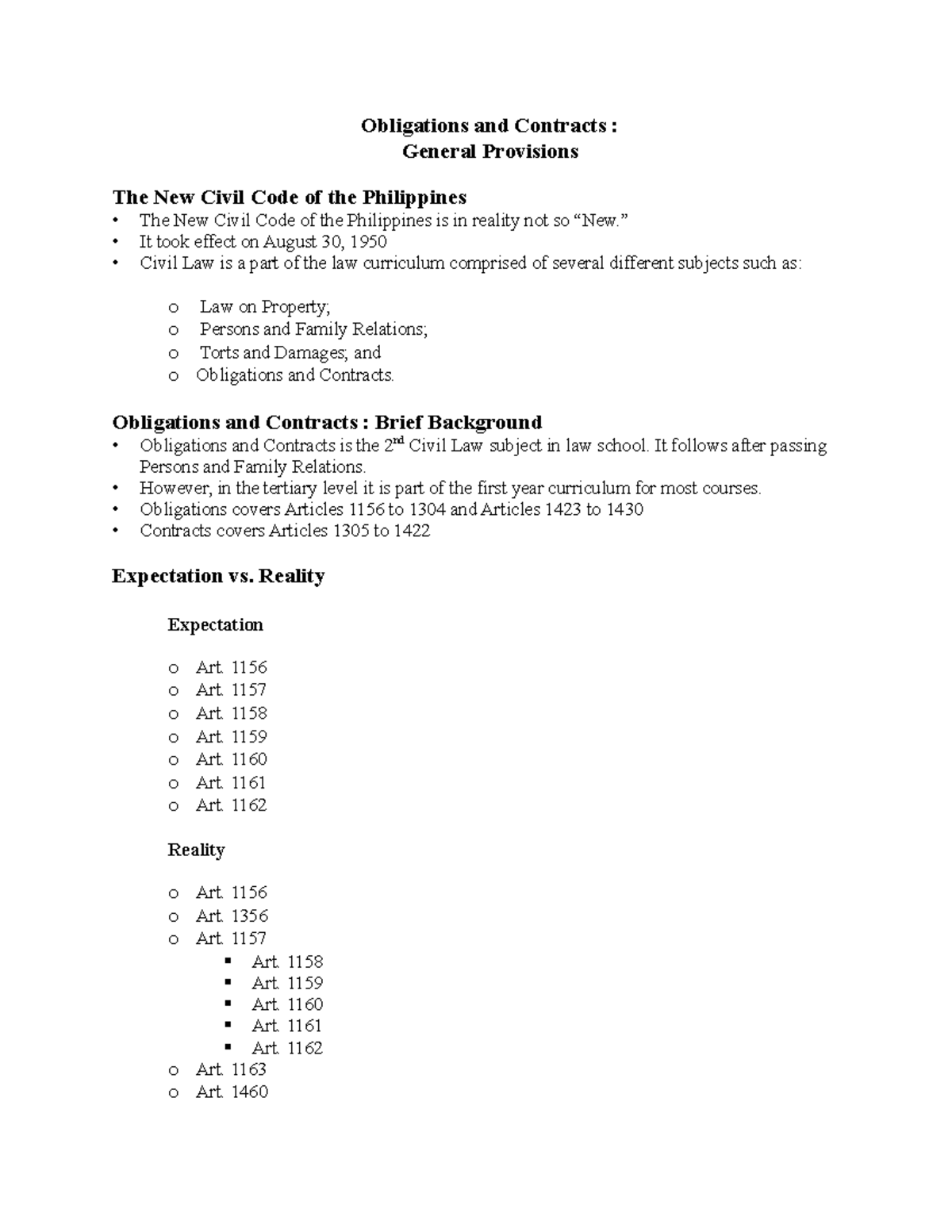 Obligations And Contracts 3 - Laws On Obligations And Contracts - Studocu