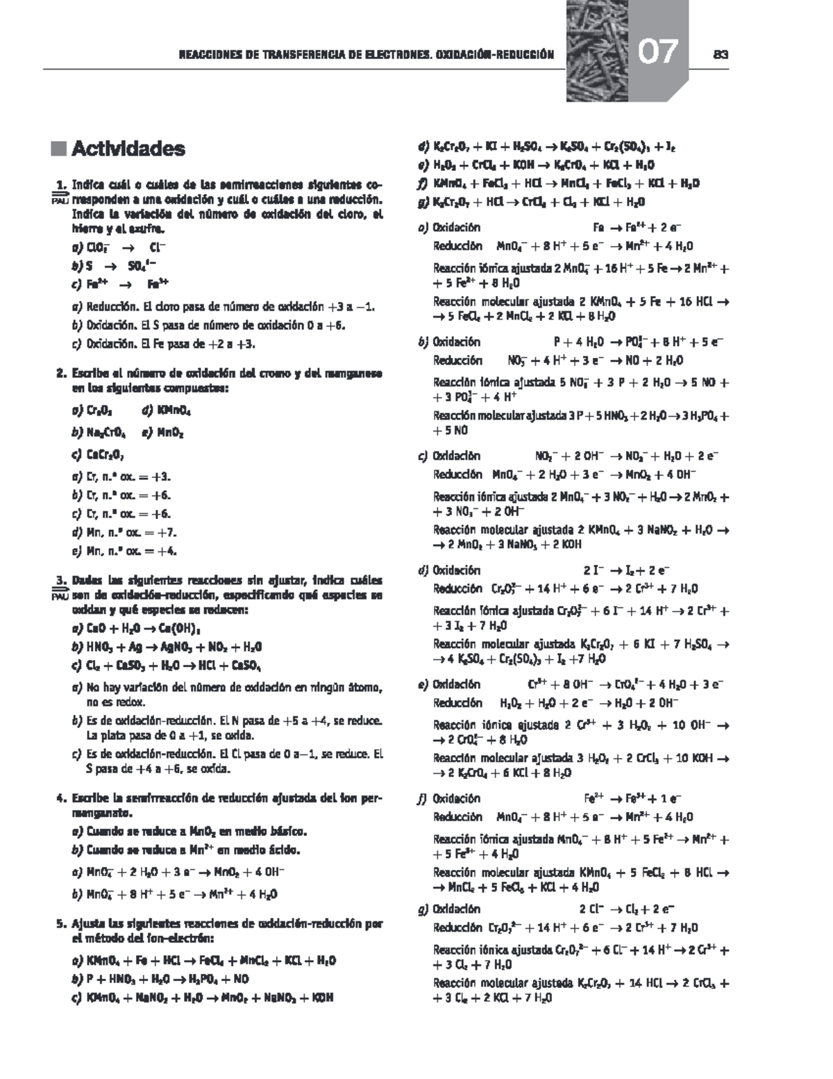 Ejercicios Redox Fundamentos Químicos De La Ingeniería I Mecánica I Tecnologías