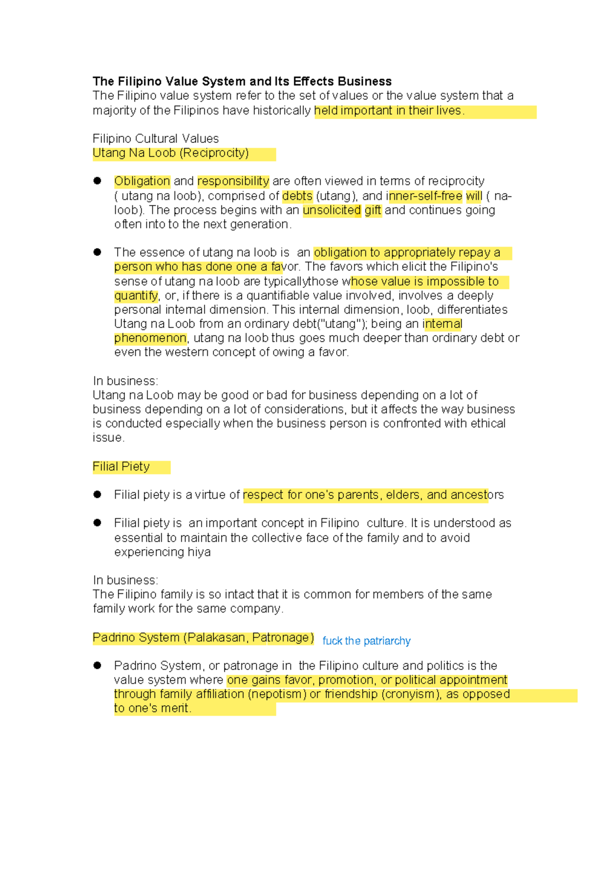 The Filipino Value System and Its Effects Business - Filipino Cultural ...