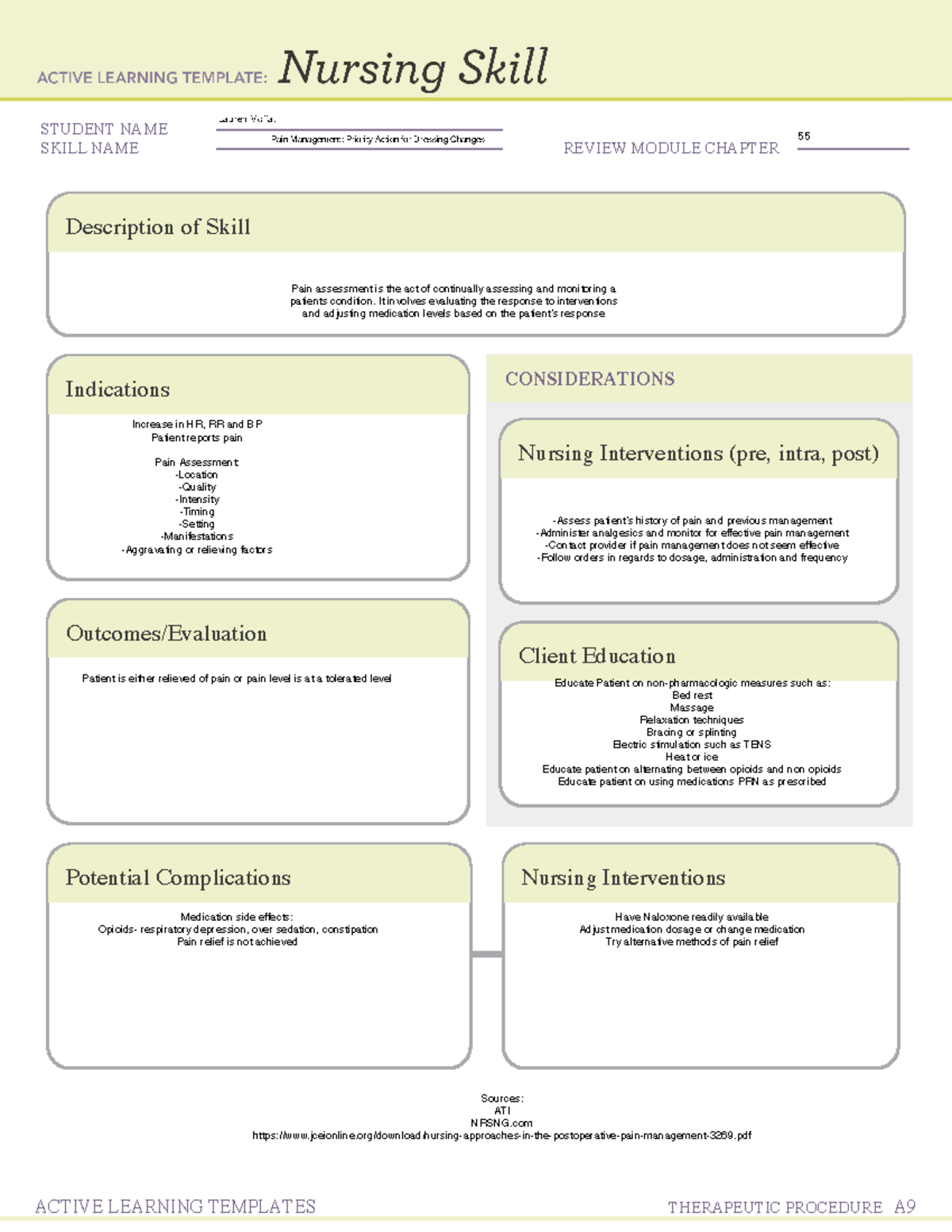 Nursing Skill copy 2 - ATI - NSG 101 - STUDENT NAMESKILL NAME REVIEW ...