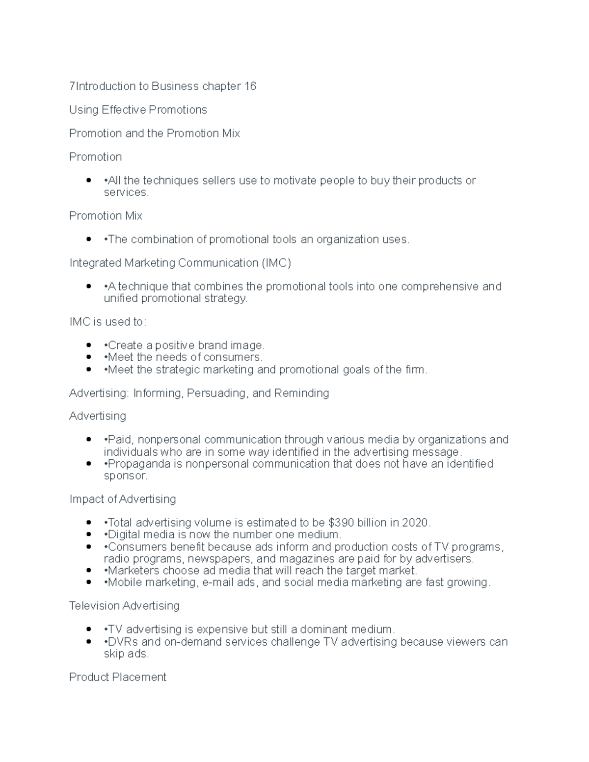 Intro Business ch16 - lecture summary ch16 - 7Introduction to Business ...