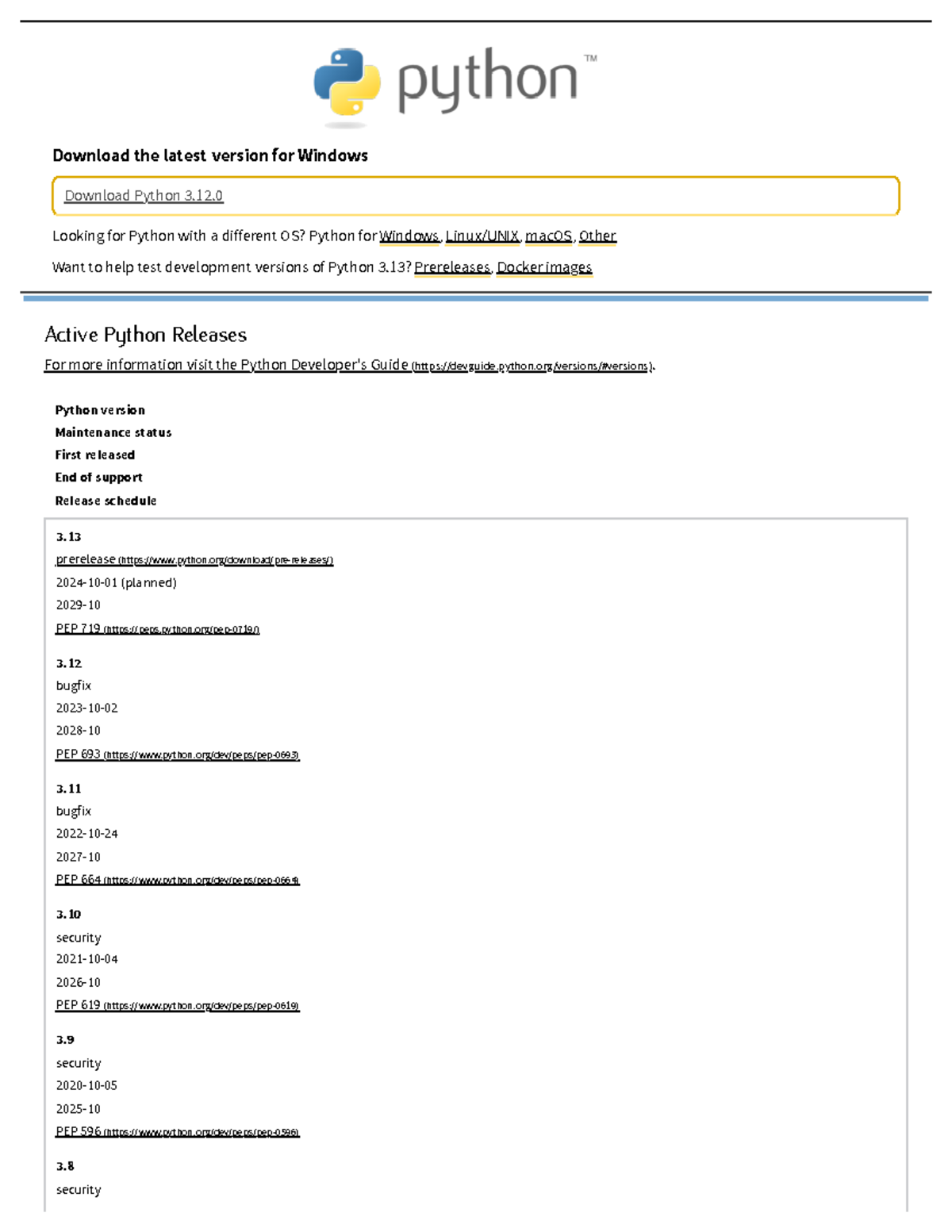 Download Python Python - Active Python Releases For more information ...