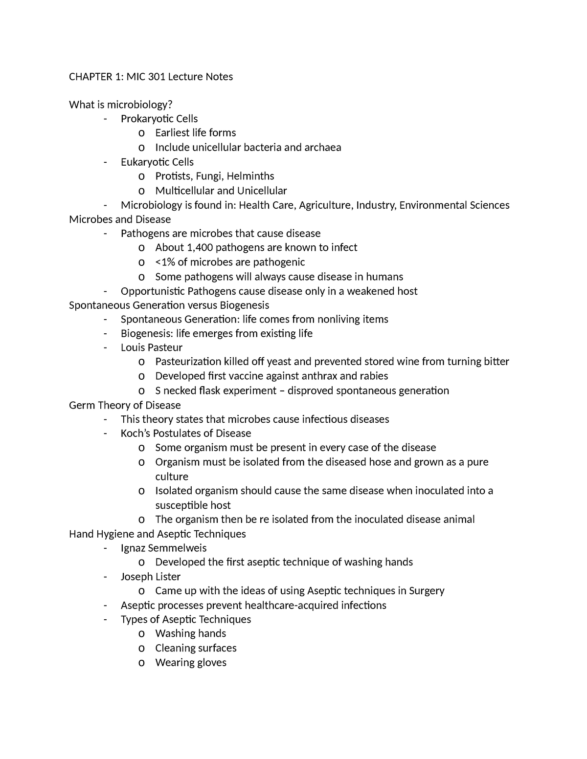 Microbiology Lecture Notes Docx Chapter Mic Lecture Notes What